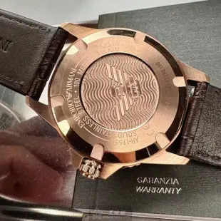 【EMPORIO ARMANI】ARMANI阿曼尼男錶型號AR00047(寶藍色錶面玫瑰金錶殼咖啡色真皮皮革錶帶款)
