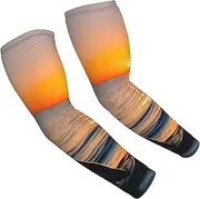 [FSCEV] Sunset Dolphins Sun Protection Arm Sleeves Outdoor Essentials Cooling Compression Golf Hiking Cycling