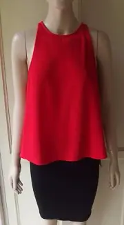 American Apparel Crepe Open Back Tank, Cami Top (Tomato Red) Size-M