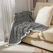 130x160cm Geometric Knitted Throw Blankets with Tassel Breathable Blanket for Couch Bed Towel Luxury Lunch Break Throws Retro Blanket Shawl