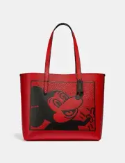 Coach Disney Mickey Mouse X Keith Haring Electric Leather Highline Tote C0896