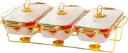 JISADER Chafing Dish Warming Trays Buffet Food Warmer Casserole Dish for Holiday Party Hotel, Gold Red