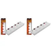 2x Doss 4 Way Surge Protector Power Board Outlet Strip Switch/Socket WHT