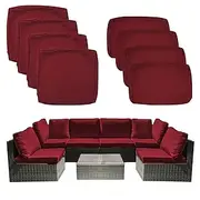 9 Pack Patio Cushion Covers Outdoor Patio Cushions Covers Replacement Include 5 Backrests and 4 Cushions Waterproof with Zipper for 9pcs Patio Furniture Set C