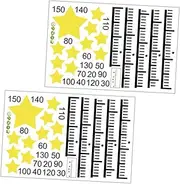 Vaguelly 2Sheets Growth Chart Stickers Star Design Height Wall Decal for Nursery Kindergarten Rooms Fun Decorative Height Measuring Ruler