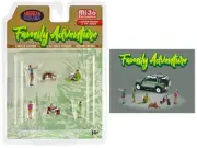 "Family Adventure" 6 pc Figure Set (4 Figures 1 Dog 1 Tricycle) 1/64 Scale Model
