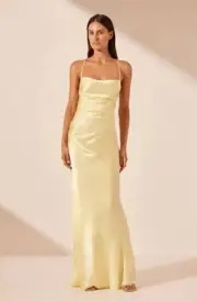 Shona Joy La Lune Lace Back Maxi Dress in Lemon