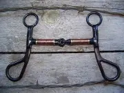 Bit - Black Steel Colt Bit w/Snaffle and Copper Wrap Bars