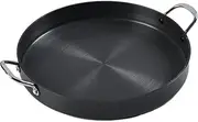 Topyond Korean BBQ Grill Pan Non Stick, Round Griddle for Indoor Outdoor Cooking, Stove Top KBBQ Grill with Durable Coating, for Korean BBQ Table & Kitchen Use (40cm / 15.75in)