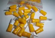 (50) Wire Spade Fork Connector Yellow Vinyl Terminal #6 Car Audio Alarm Crimp