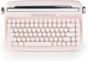 YUNZII B303 Wireless Typewriter Keyboard, Retro Bluetooth Aesthetic Keyboard with Integrated Stand for Multi-Device (B303, Baby Pink)