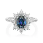 KISS Sterling Silver Oval Cut Blue Ring