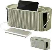 LUFEIS Cable Management Box, Cable Tidy Box, Desk Cable Tidy, Cable Organiser Box, Extension Lead Box, Wire Organiser Box for Tvs Desk Living Room Bedroom Meeting Room (Green)