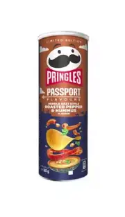 PRINGLES PASSPORT ROASTED PEPPER & HUMMUS - 165G - LIMITED EDITION POTATOE CHIPS
