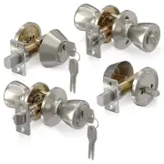 Set of 2 Mobile Home Door Knobs – Includes Keyed Entry Lock with Satin Nickel