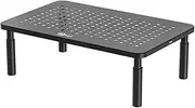WALI Monitor Stand Riser, Adjustable Computer Stand Riser Holder, 3 Height Adjustable Laptop Stand Underneath Storage for Office Supplies (STT003), 1 Pack, Black