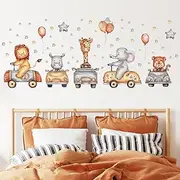 Yotdmk Wall Stickers for Kids Room Boys Girls Bedroom Decals Cartoon Animal Cars Theme Fox Lion Elephant Giraffe Wallpaper Wall Decals for Baby Nursery Room Playroom Kindergarten Decorative Stikcers