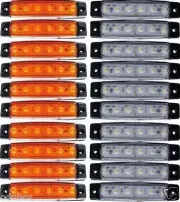 20 pcs Orange+ White 12V LED Front Side Position Marker Lights Truck Car ATV Bus