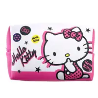 在飛比找Yahoo奇摩購物中心優惠-小禮堂 Hello Kitty 皮質拉鍊化妝包 (粉白星星款