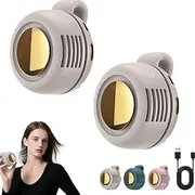 Aerio Clip on Fan, Portable Silent Mini Bladeless Electric Fan, USB Rechargeable, Cool in Three Seconds, Can Be Clipped to Any Part, Suitable for Outdoor, Travel and Office (White*2)