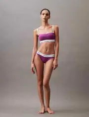 Calvin Klein Modern Cotton Lightly Lined Bandeau Bra, Dahlia, Large