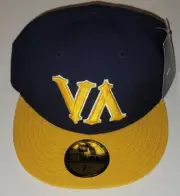 New Era - RVCA "VA" 5950 Fitted Hat Size 7 1/4 Navy Yellow 90% Wool 10% Acrylic