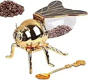Fbinys Decorative Bee-Shaped Honey Jar, Creative Crystal Syrup Dispenser, Seasoning Container With Spoon, Stylish Condiment Storage For Kitchen, Breakfast, Coffee, Tea, Baking