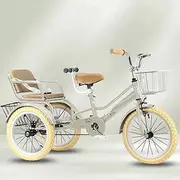 Large Rickshaw Tricycle with Pedals,Cruiser Bike Trike for Daily Riding,Adjustable seat and Handlebar,Tandem Tricycle with Back seat,Single Brake,3 Wheels Bicycle