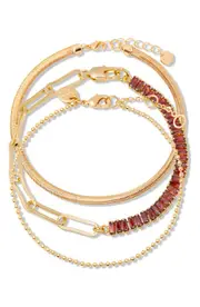 Brook and York Priya Birthstone Tennis Bracelet Set in Gold January at Nordstrom One Size