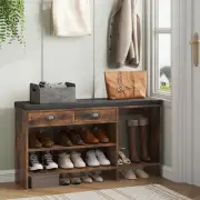 Shoe Storage Bench with Cushion, Shoe Bench with Padded Seat, Entryway