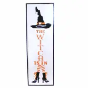 Ganz Painted Witch On Metal Sign Hat Boots Stripe Socks