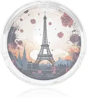 Glass Ashtray for Cigarettes Portable Decorative Modern Cigarette Ash Tray Romantic Paris Eiffel Round Cigar Ashtrays Holder Cute Cool Tabletop Ashtray for Office Home Indoor Outdoor