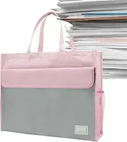 [Generic] File Bag with Handle - A3 Document Storage Bag | Lightweight File Tote for Notebooks, Pens, Magazines, Tickets, News