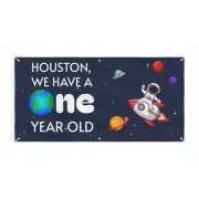 First Birthday Banner Outer Space Themed Indoor Outdoor Matte Banner