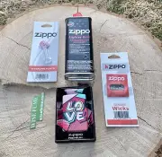 New Zippo Windproof Lighter Premium Love Design +zippo Fuel+zippo Flints+Wick