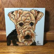 Airedale Dog Hand Painted tile by Pumpkin Tile - 6 x 6" - D302