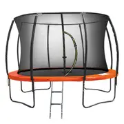 Kahuna 16ft Round Spring Trampoline Free Safety Net Pad Cover Mat Ladder Orange/Blue