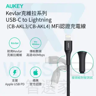 AUKEY Type-C to Lightning MFi認證 1.2/2M 充電線 (CB-AKL3/CB-AKL4)