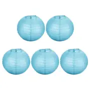 5 Pcs 10" Paper Lanterns Round Hanging Chinese/Japanese Decor Light Blue