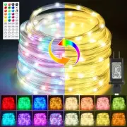 Rope Lights Outdoor Color Changing, 33ft Warm White Rope Lighting 100 LED Str...