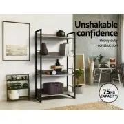 4-Tier Spacious Display Shelf Bookshelf Wooden Storage Rack Stand Powder-coated