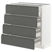 METOD / MAXIMERA base cab 4 frnts/4 drawers, white/Voxtorp dark grey, 80x37x80 cm