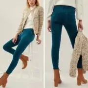 Anthropologie Pilcro 28 High-Rise Button-Fly Skinny Corduroy Jeans Turquoise Nwt