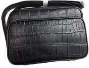 [Generic] Genuine Crocodile Skin Navy Blue Male Flap Purse Men's Crossbody Shoulder Bag Authentic Alligator Leather Messenger Bag