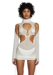 [DARKER WAVS] Replay Mesh Cut Out Dress - White