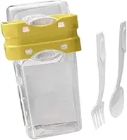 Mupingfenglan Yogurt Cup, Overnight Oats Container, Lightweight, for Breakfast Cup, Meal Prep Jar for Salad, Mixed Fruit, Fork Spoon Yellow