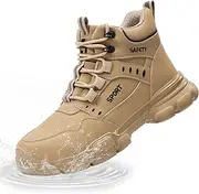 [GUSAYEX] Work Boots for Men Waterproof Steel Toe Shoes for Men Lightweight Steel Toe Boots Comfortable Safety Boot Industrial Construction Boot Work Utility Shoes High Top Indestructible Shoe