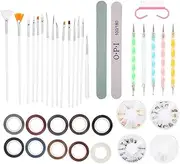 Nail Pen Polishing Strips Manicure File Nail Art Rhinestones Dotting Tool Set for Home Nail Salon Use