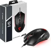 MSI Clutch GM08 Gaming Mouse - 4200 DPI Optical Sensor, Symmetrical, 10M+ Click Switches, 6-Buttons, Weight Adjustable, Red LED, 92g - Wired
