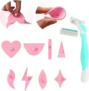 VSTSERIES 9pcs Pubic Hair Trimmer Stencil,Bikini Shaving Model,Private Area Style Shape Tool,Pube Clipping Template,Charming Intimate Part Pattern,Softly Rubber,Handle Design